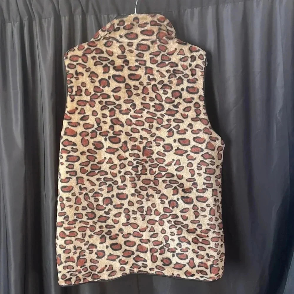 Reversible‎ Black & Cheetah Leopard Vest L - Picture 5 of 5